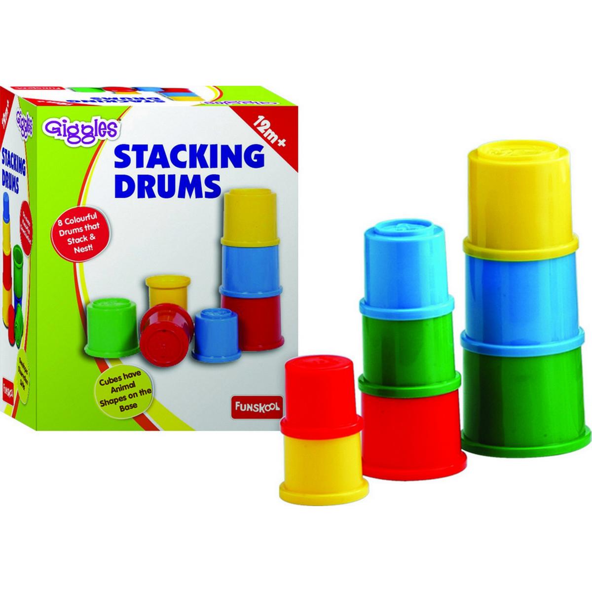 Buy Giggles Funskool Drums Cubes Stacking Multicolour Blocks Nuts and Bolts Interlocking Educational Shape & Colors Infant and For Kids at Best Price In Bangladesh