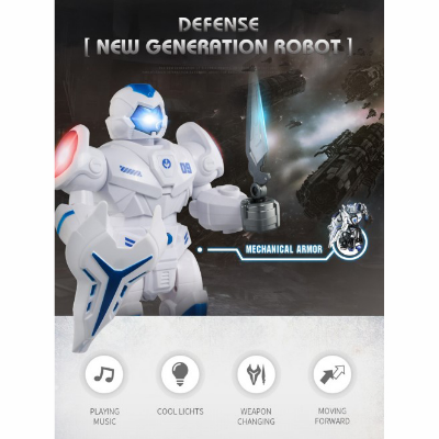 Buy Battery Operated Electric Light Sword Shield Walking Sounding Robot Toy for Children at Best Price In Bangladesh