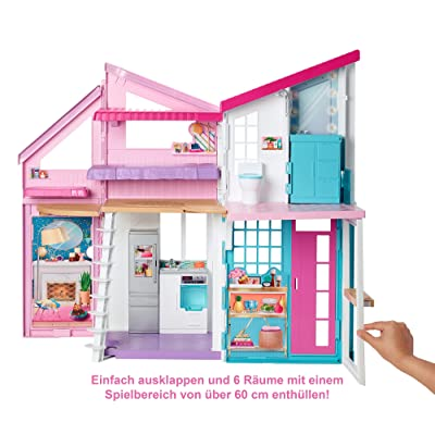 Buy Barbie Malibu House Playset - 2-Storey House with 6 Transforming Rooms - 25+ Furniture, Patio Fence & Accessory Pieces - 2' Wide For Kids-FXG57 at Best Price In Bangladesh