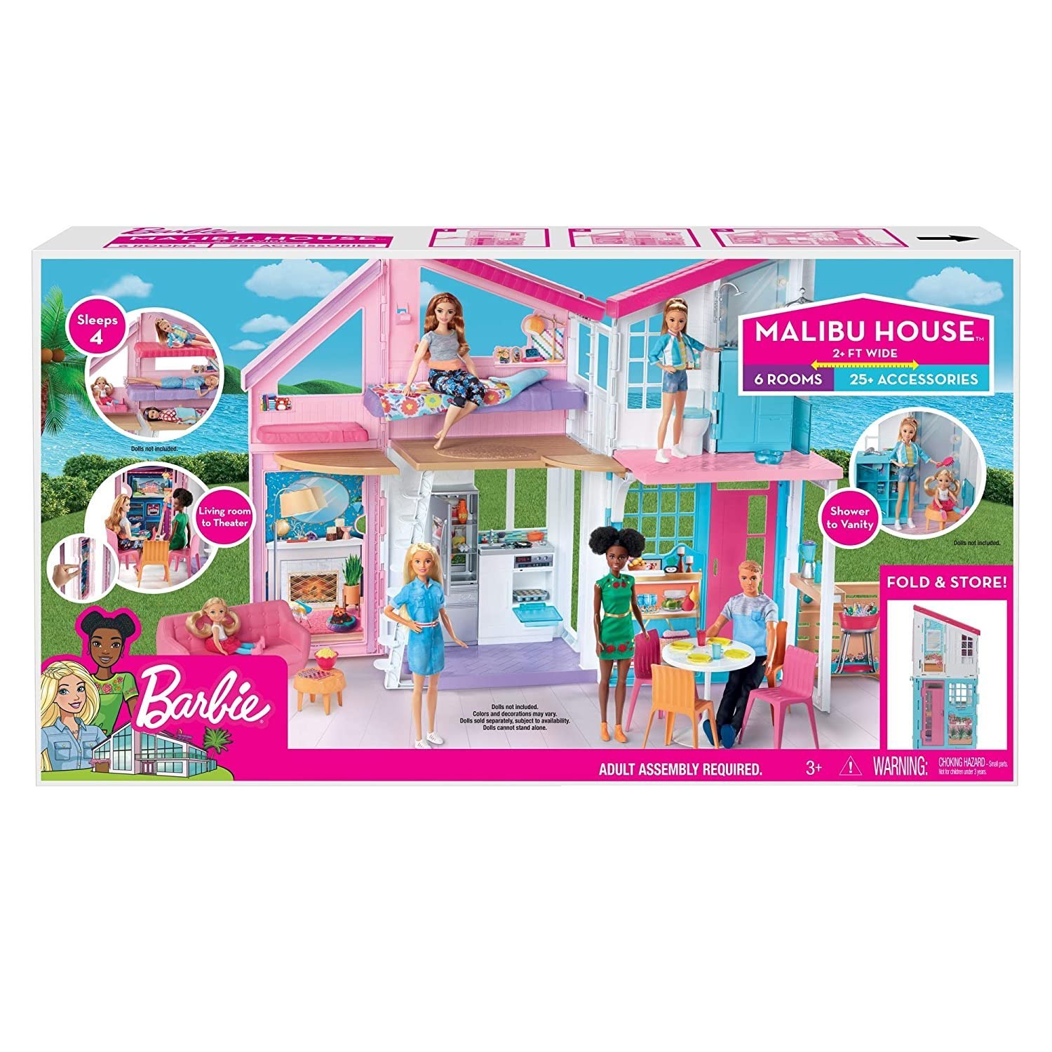 Buy Barbie Malibu House Playset - 2-Storey House with 6 Transforming Rooms - 25+ Furniture, Patio Fence & Accessory Pieces - 2' Wide For Kids-FXG57 at Best Price In Bangladesh