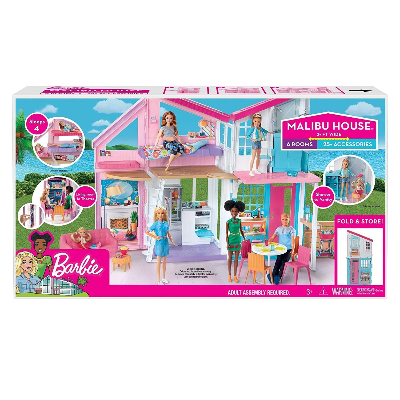 Buy Barbie Malibu House Playset - 2-Storey House with 6 Transforming Rooms - 25+ Furniture, Patio Fence & Accessory Pieces - 2' Wide For Kids-FXG57 at Best Price In Bangladesh