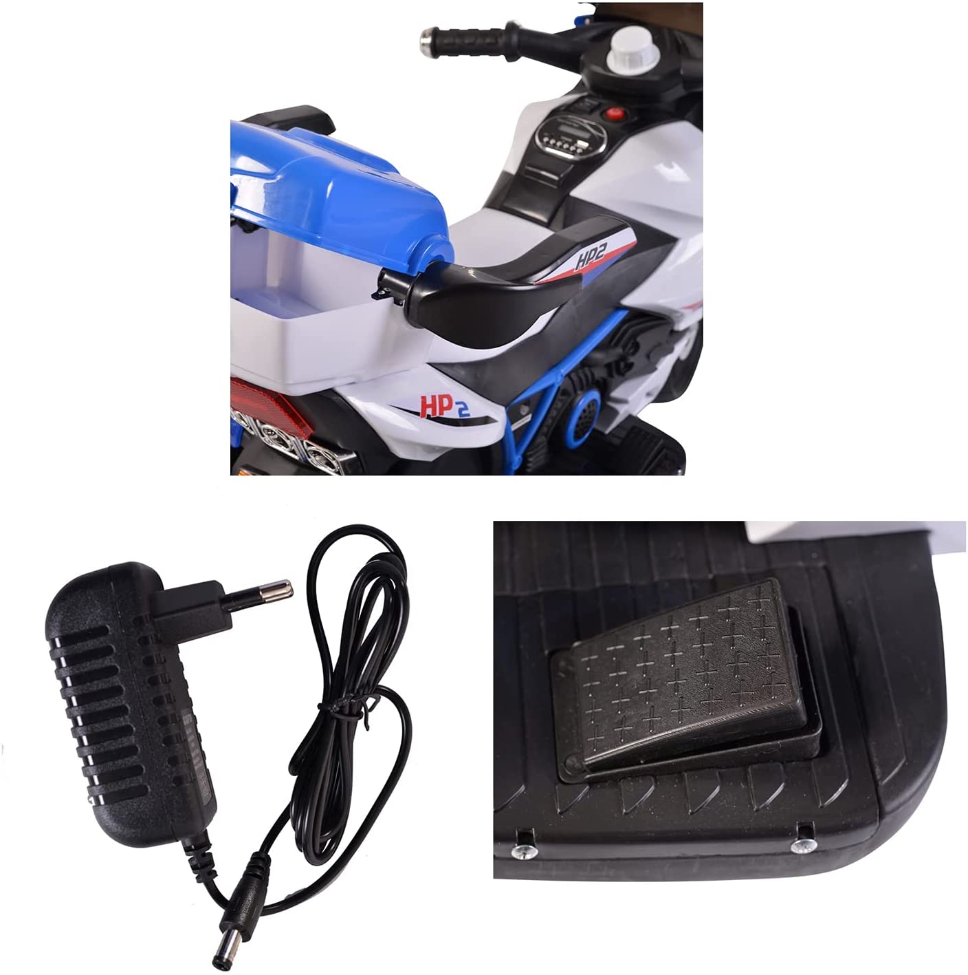 Buy Moni Trade Ltd. HP2 FB-6187 Children's Electric Motorbike with Music Function, Toy Basket, from 3 Years Blue,Red at Best Price In Bangladesh