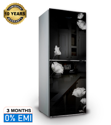 Picture of VISION Glass Door Top Mount Refrigerator RE-262 Liter Mirror Purple Flower