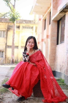 Picture of হাফসিল্ক চুমকি শাড়ী/ Half Silk Chumki Glam Saree – Shine with Bengali Elegance