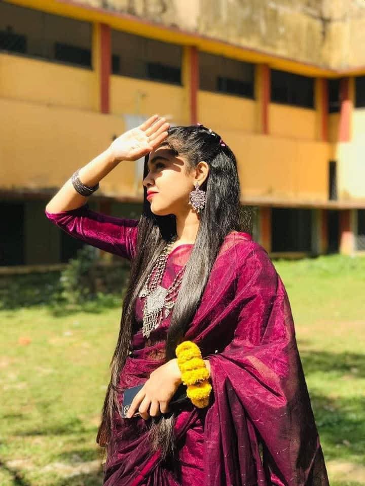 Picture of হাফসিল্ক চুমকি শাড়ী/ Half Silk Chumki Glam Saree – Shine with Bengali Elegance