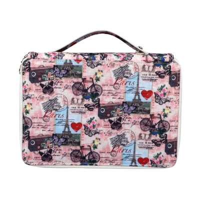 Pencil Case Holder Slot - Holds 120 Pencils with Zipper Closure,Large Capacity Pen Organizer for Watercolor Pens or Markers World Map Print 