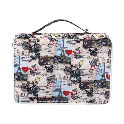 Pencil Case Holder Slot - Holds 120 Pencils with Zipper Closure,Large Capacity Pen Organizer for Watercolor Pens or Markers World Map Print 