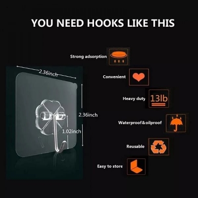 Buy Self-Adhesive Hooks for Kitchen, Bathroom, and Door (5pcs Pack)   at best price in Bangladesh