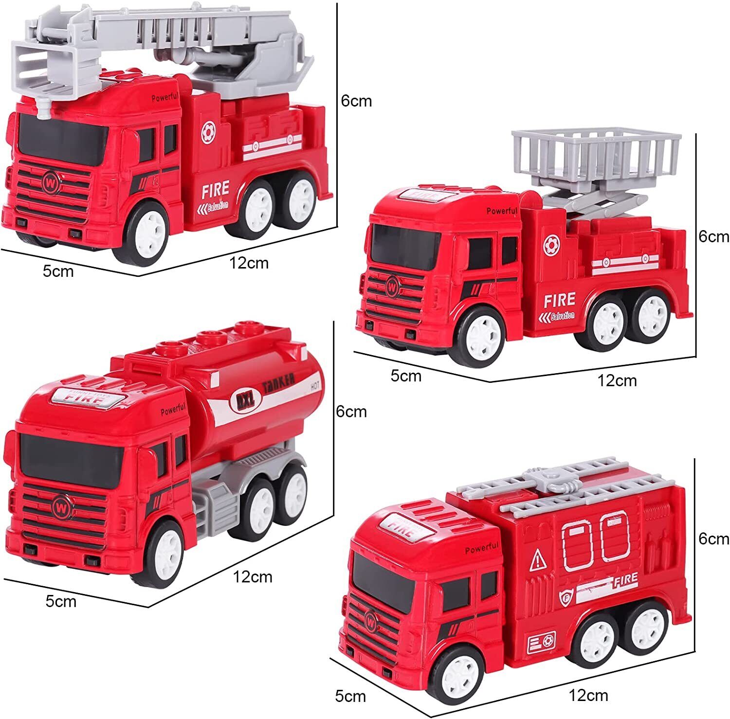 Buy 4Pcs Kids Pull Back Fire Truck Vehicles Friction Powered Toy Kids Gift at Best Price In Bangladesh