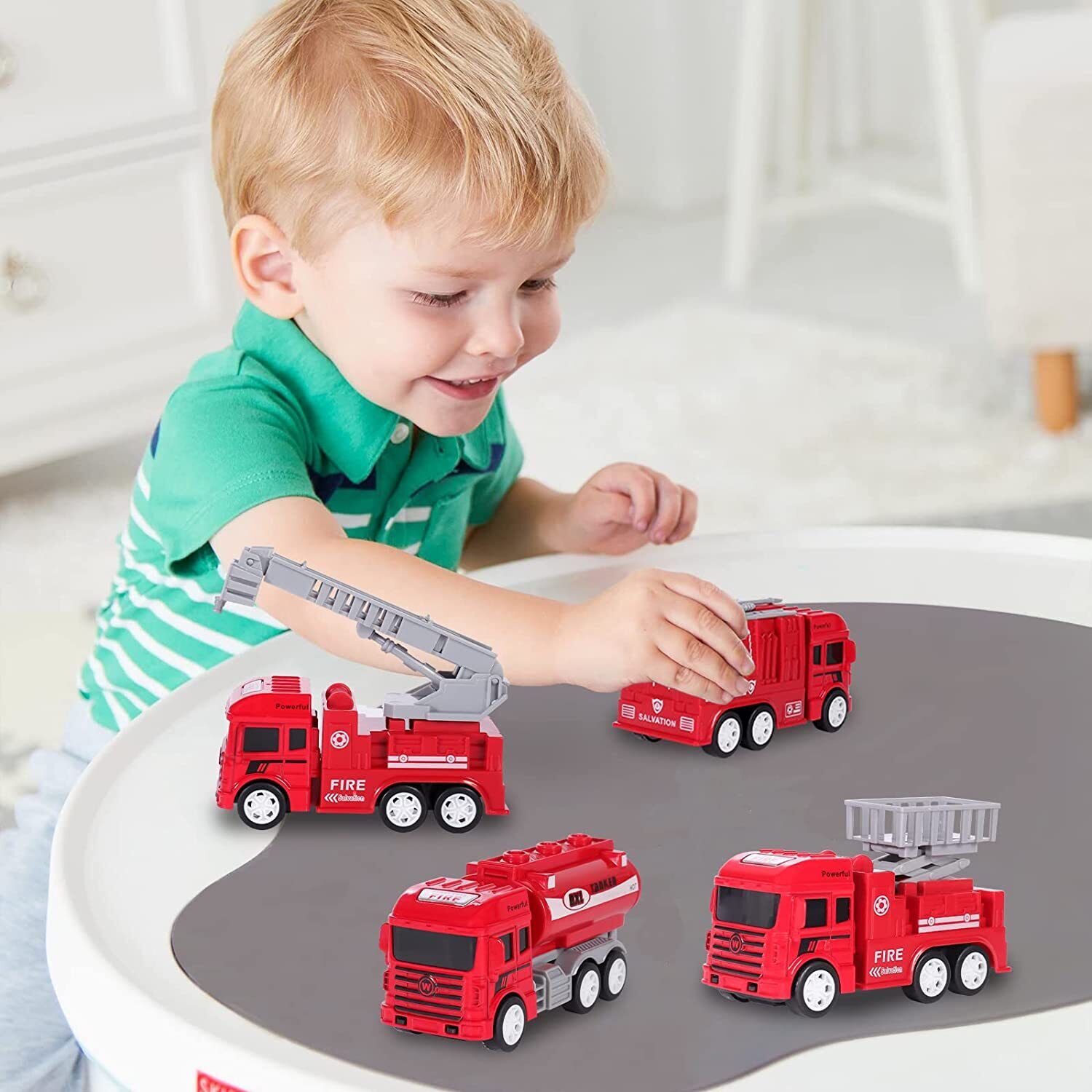 Buy 4Pcs Kids Pull Back Fire Truck Vehicles Friction Powered Toy Kids Gift at Best Price In Bangladesh