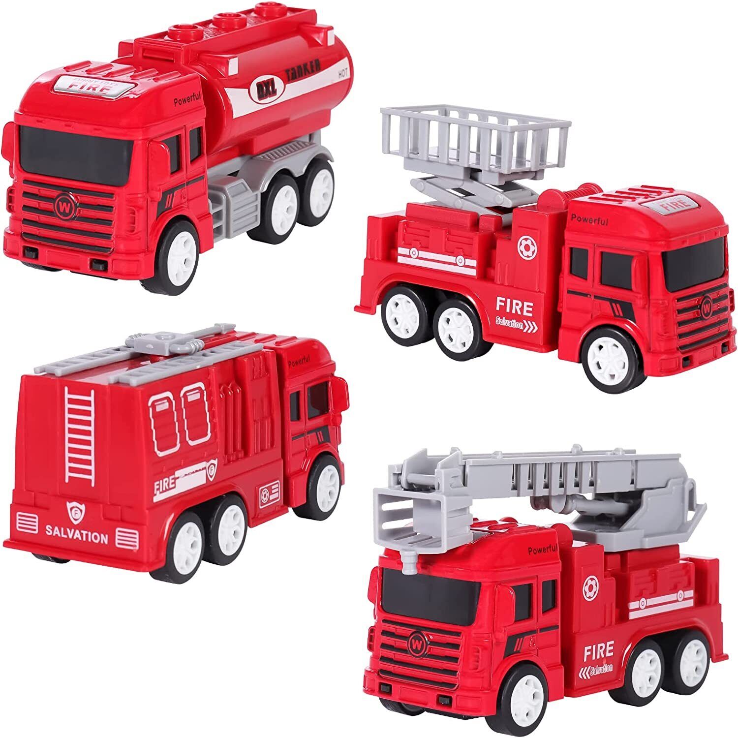 Buy 4Pcs Kids Pull Back Fire Truck Vehicles Friction Powered Toy Kids Gift at Best Price In Bangladesh