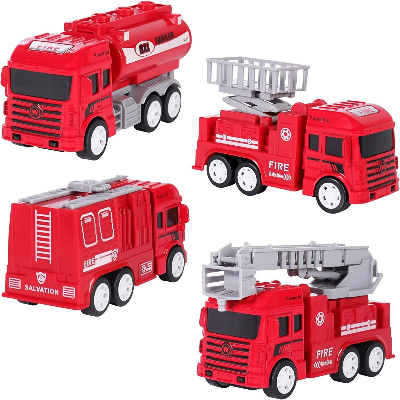 Buy 4Pcs Kids Pull Back Fire Truck Vehicles Friction Powered Toy Kids Gift at Best Price In Bangladesh