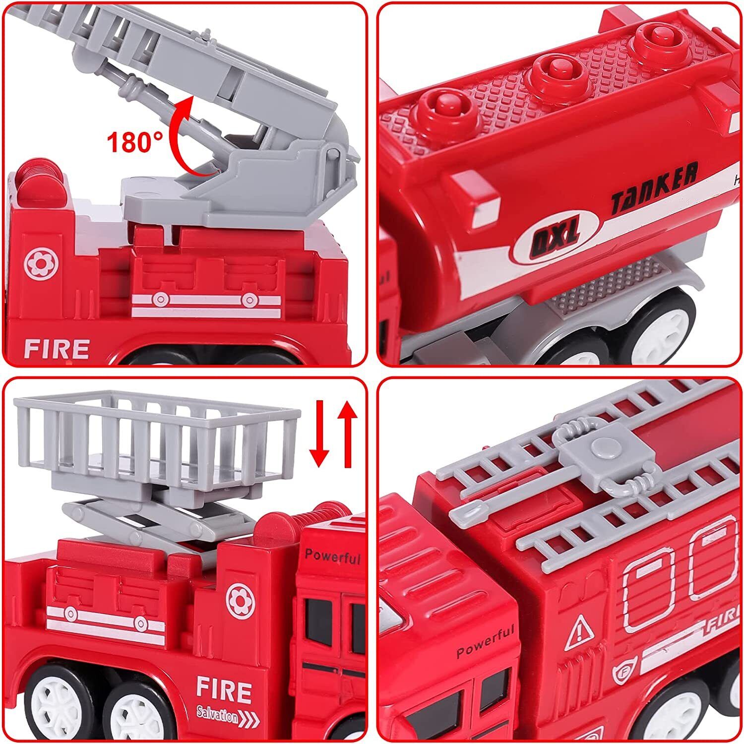 Buy 4Pcs Kids Pull Back Fire Truck Vehicles Friction Powered Toy Kids Gift at Best Price In Bangladesh