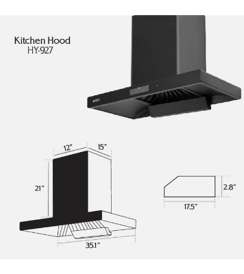Buy Gazi Smiss Kitchen Hood HY-927 Size 17 inch Online at Best Price