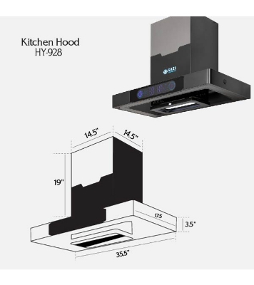 Buy Gazi Smiss Kitchen Hood HY-928 Size 35.5 inch Online at Best Price