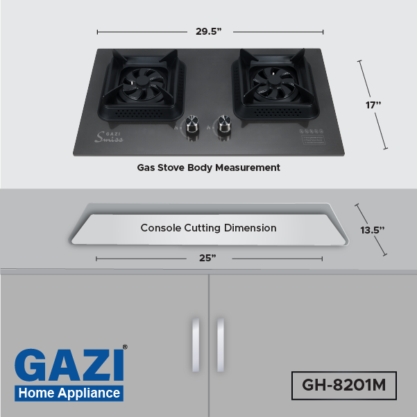 Buy Gazi Smiss Gas Stove High Quality Tempered Glass Double Burner GH-8201M Online at Best Price
