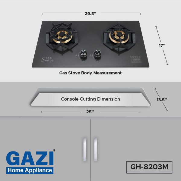Buy Gazi Smiss Gas Stove High Quakity Ceramic Marble Double Burner GH-8203M Online at Best Price