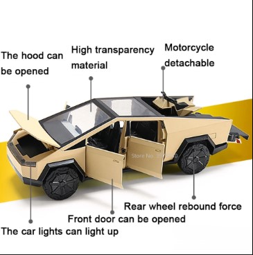 Buy 1:24 Scale Tesla Cyberpunk Pickup Truck Alloy Model Toys Simulation Vehicle Sound And Light Pull Back Collection Boys Decoration at Best Price In Bangladesh