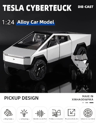 Buy 1:24 Scale Tesla Cyberpunk Pickup Truck Alloy Model Toys Simulation Vehicle Sound And Light Pull Back Collection Boys Decoration at Best Price In Bangladesh