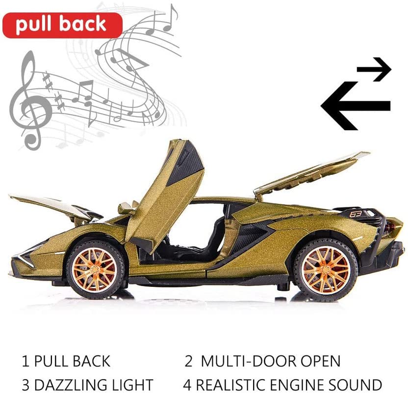 Buy Crizer Exclusive Alloy Metal Pull Back Die-cast Car 1:32 Sian Lamborgini MILETRY Diecast Metal Pullback Toy car with Openable Doors & Light, Music Boys Gifts Toys for Kids - Multicolor at Best Price In Bangladesh