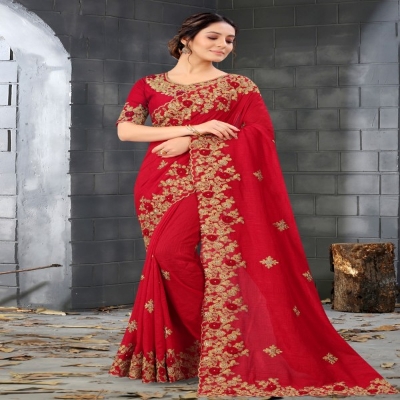 Picture of Georgette High Quality Embroidery Stylish Saree (S-117)
