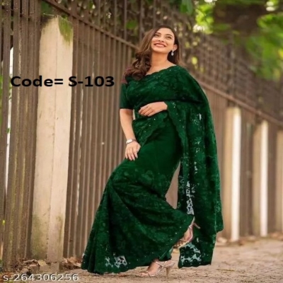 Picture of Georgette High Quality Embroidery Stylish Sharee (S-103)