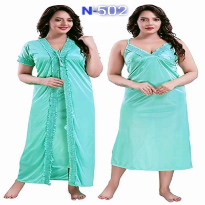Picture of Fashionable Women's 2-Part Long Solid Night Dress Set (N-502)