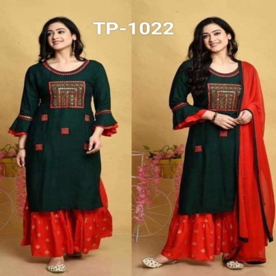 Picture of Exclusive embroidary green and white Three-Piece Set(ku-17)