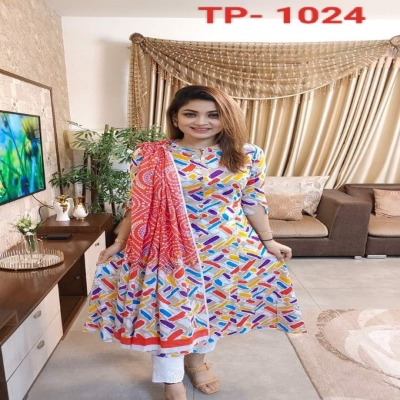 Picture of Multicolor Pure Cotton Unstitched Afsan  S&creen Print Exclusive, Stylist, Fashionable Three Pics For Woman.(1024)