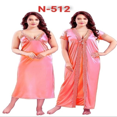 Picture of High Quality Silk Cotton Two Part Nighty For Women Elegant Blue Bangladeshi Silk Cotton Two Piece Night Dress ,Stylish Bangladeshi Two Part Nighty - Made With Silk Cotton( 512)