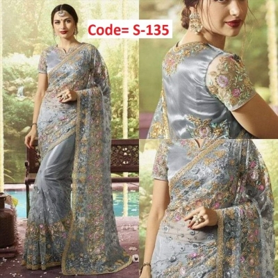 Picture of Georgette High Quality Embroidery Stylish Sharee (S-135)