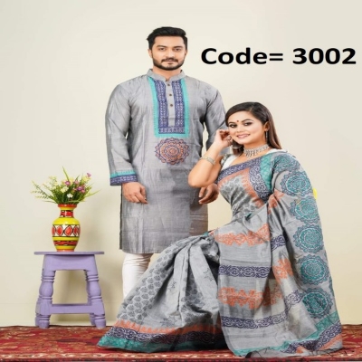 Picture of Block Printed Dhupian Silk Couple Set ( 3002 )