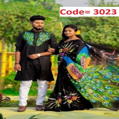 Picture of Block Printed Dhupian Silk Couple Set ( 3023 )