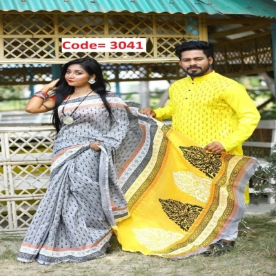 Picture of Block Printed Dhupian Silk Couple Set (3041)