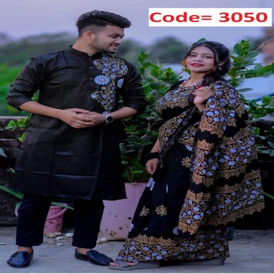 Picture of Block Printed Dhupian Silk Couple Set (3050)