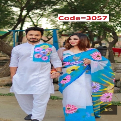 Picture of Block Printed Dhupian Silk Couple Set (3057)