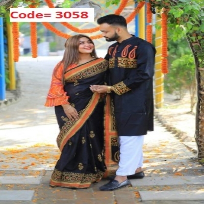 Picture of Block Printed Dhupian Silk Couple Set (3058)