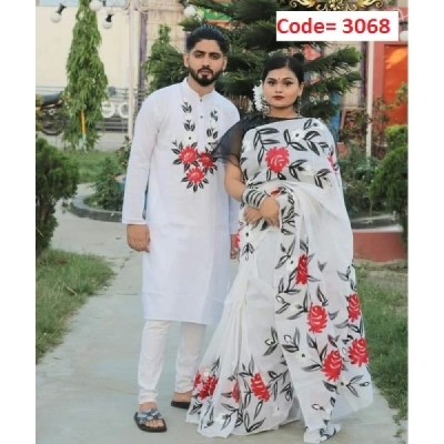 Picture of Block Printed Dhupian Silk Couple Set (3068)