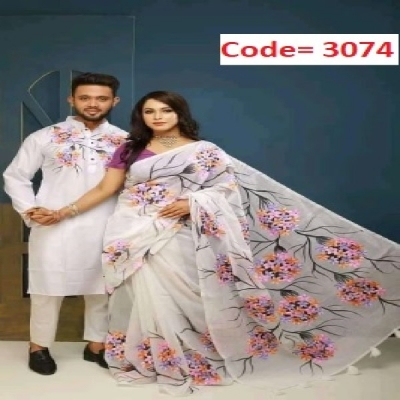 Picture of Block Printed Dhupian Silk Couple Set (3074)