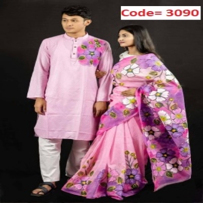 Picture of Block Printed Dhupian Silk Couple Set (3090)