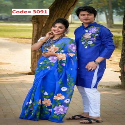 Picture of Block Printed Dhupian Silk Couple Set (3091)
