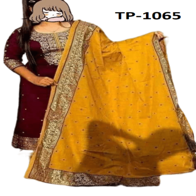 Picture of New exclusive Rangdhonu designed VIP Linen Amburtari Les Work 3 Piece For Stylish Women/Girls(1065)
