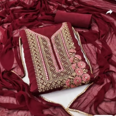 Picture of Embroidery & Stone Work Georgette Kameez Four Peace (GR-125)