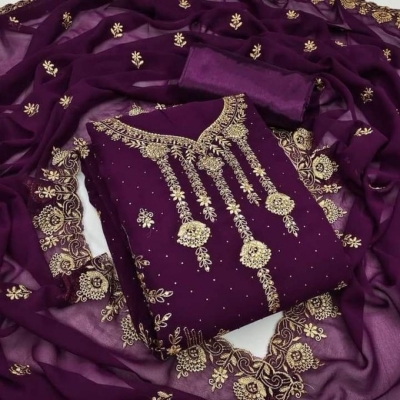 Picture of Embroidery & Stone Work Georgette Kameez Four Peace (GR-143)