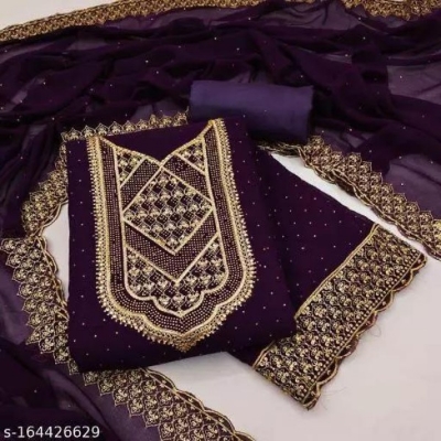 Picture of Embroidery & Stone Work Georgette Kameez Four Peace (GR-141)