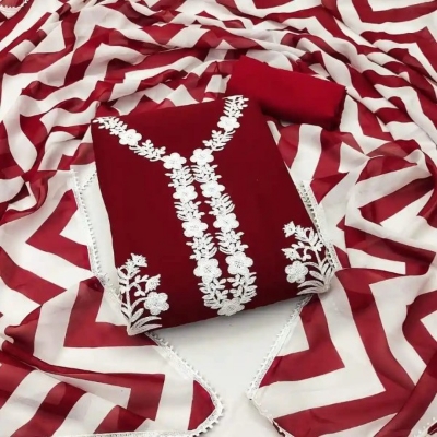 Picture of Joypuri Color Ari Work linen Stylish Gorgeous Three Piece Shalwar Kamiz Dresses(AR-105)