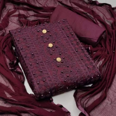 Picture of New  Joypuri Color Ari Work linen Stylish Gorgeous Three Piece Shalwar Kamiz Dresses(AR-145)