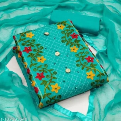 Picture of New  Joypuri Color Ari Work linen Stylish Gorgeous Three Piece Shalwar Kamiz Dresses(AR-157)