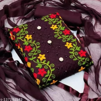 Picture of New  Joypuri Color Ari Work linen Stylish Gorgeous Three Piece Shalwar Kamiz Dresses(AR-158)