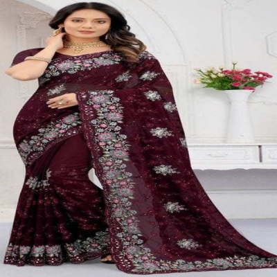 Picture of Georgette High Quality Embroidery Stylish Sharee ( S-137 )